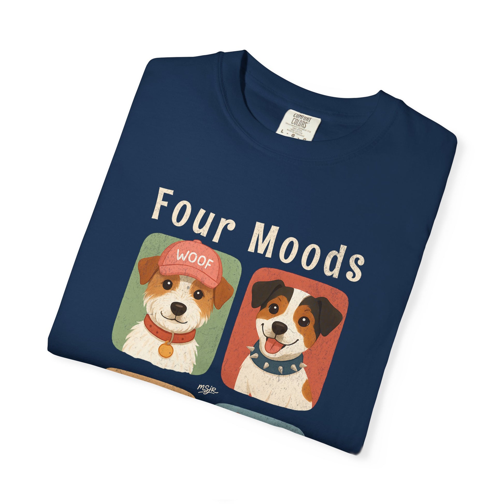 Folded Four Moods Jack Russell Terrier graphic t-shirt navy blue