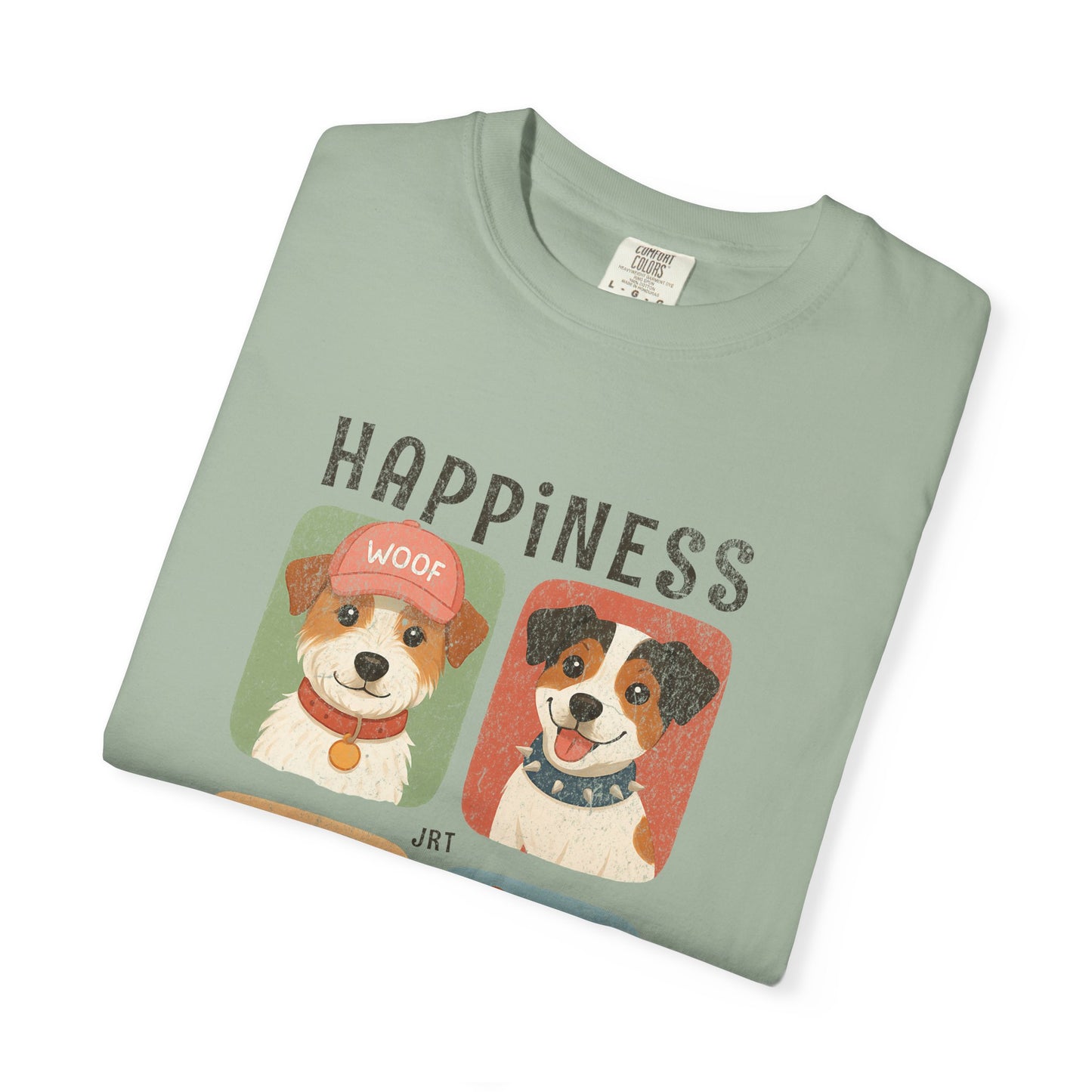 Unisex Jack Russell Terrier T-Shirt — Four Dogs with Hat, Scarf, Collar & Bandana