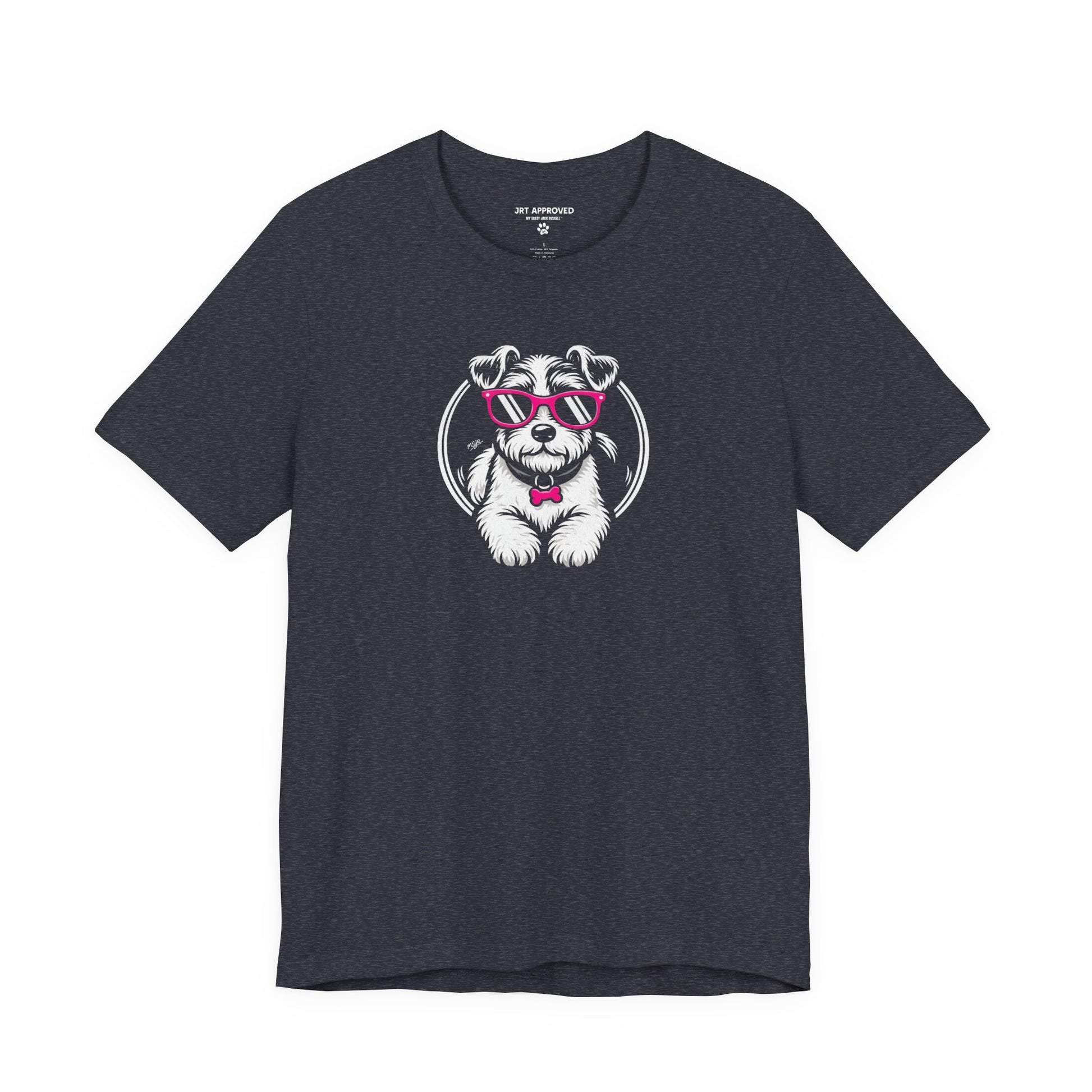 Jack Russell Terrier sunglasses graphic t-shirt navy color dog logo