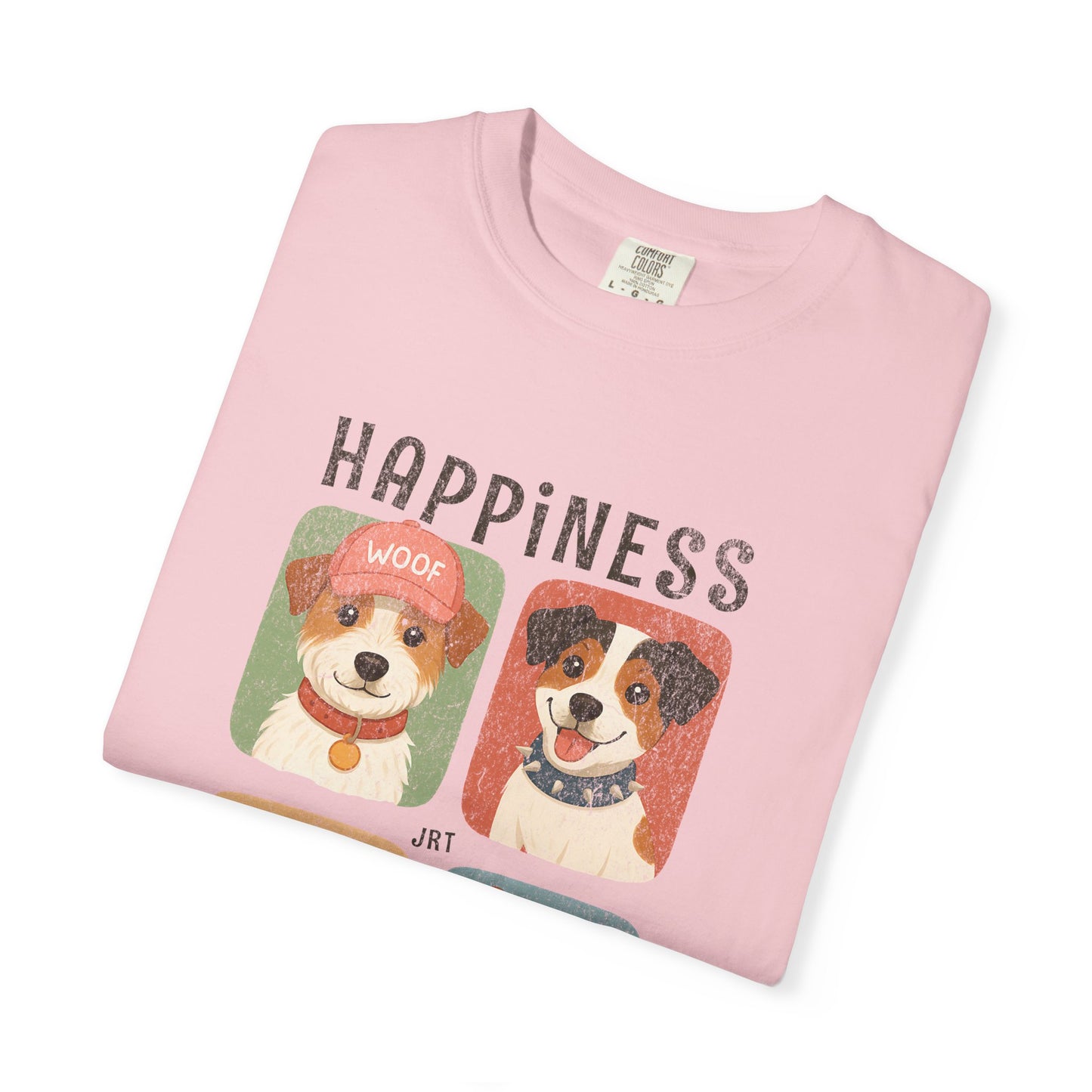 Unisex Jack Russell Terrier T-Shirt — Four Dogs with Hat, Scarf, Collar & Bandana