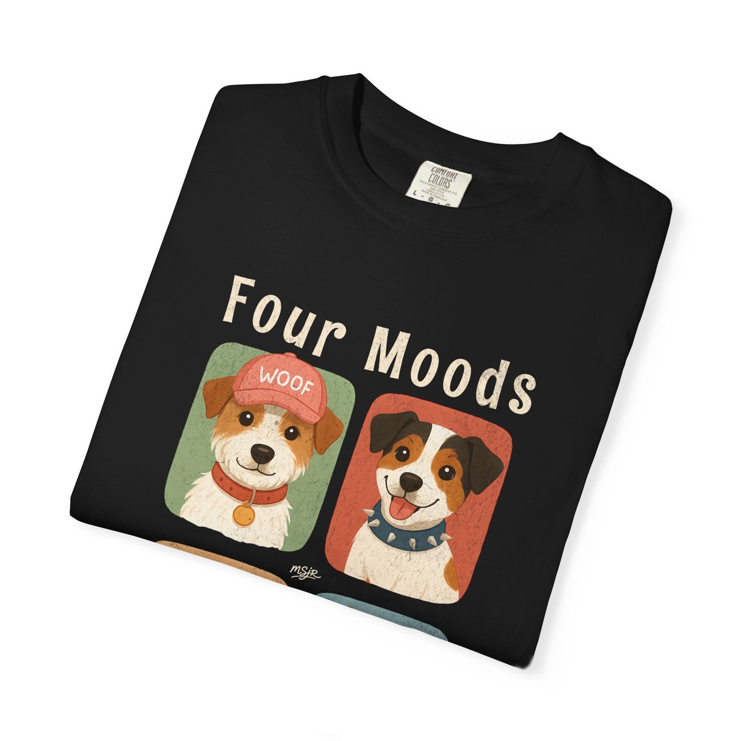 Folded Four Moods Jack Russell Terrier graphic t-shirt black