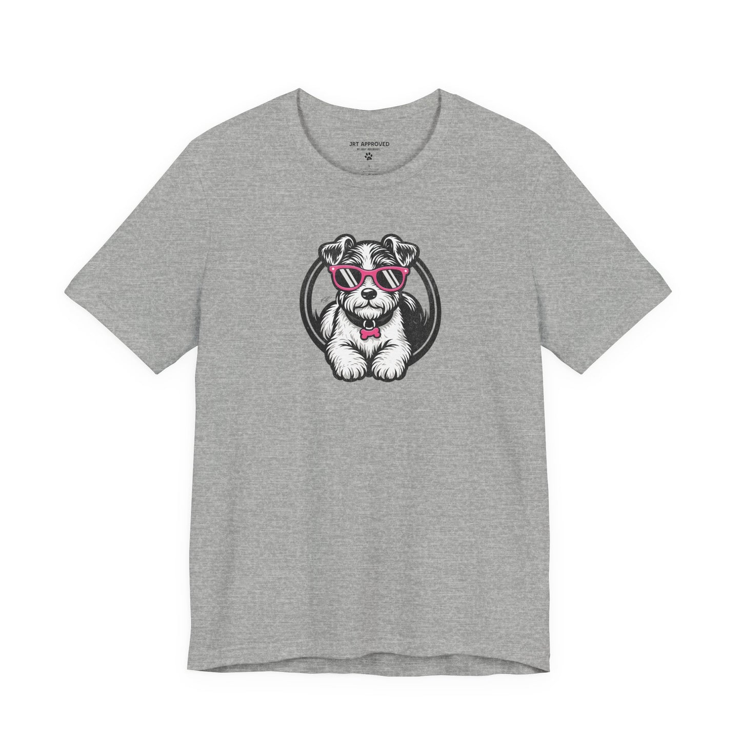 Jack Russell Terrier sunglasses logo t-shirt gray with signature dog graphic