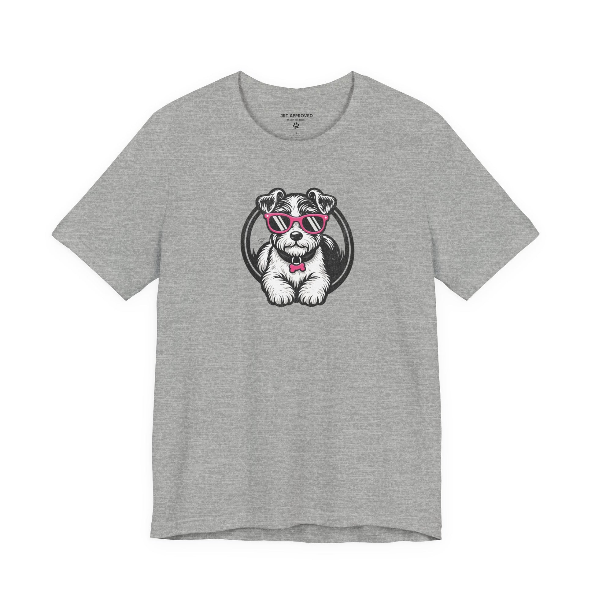 Jack Russell Terrier sunglasses logo t-shirt gray with signature dog graphic