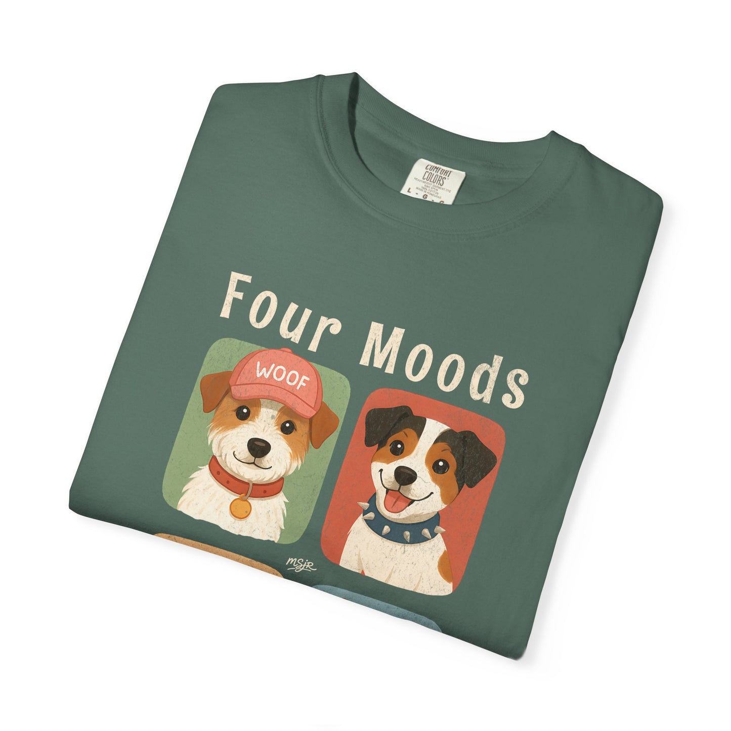 Folded Four Moods Jack Russell Terrier graphic t-shirt green