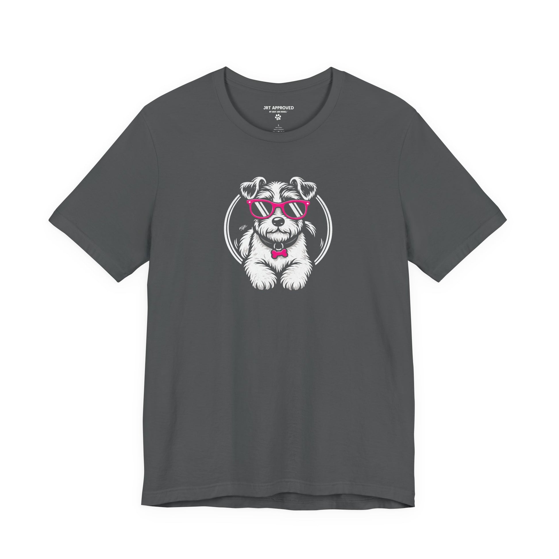 Jack Russell Terrier sunglasses logo t-shirt gray color dog graphic