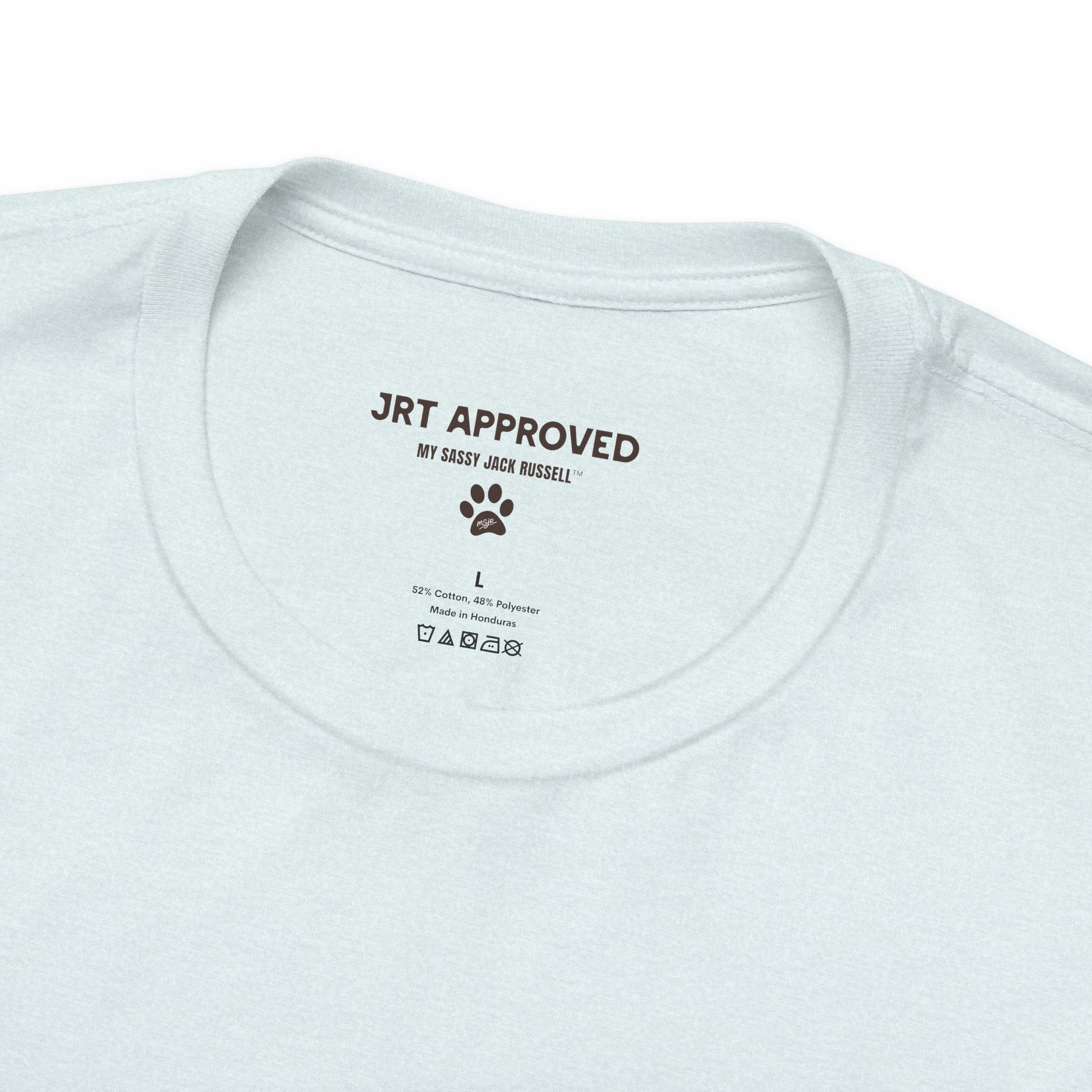 Inner neck label Jack Russell Terrier Social Club t-shirt light blue