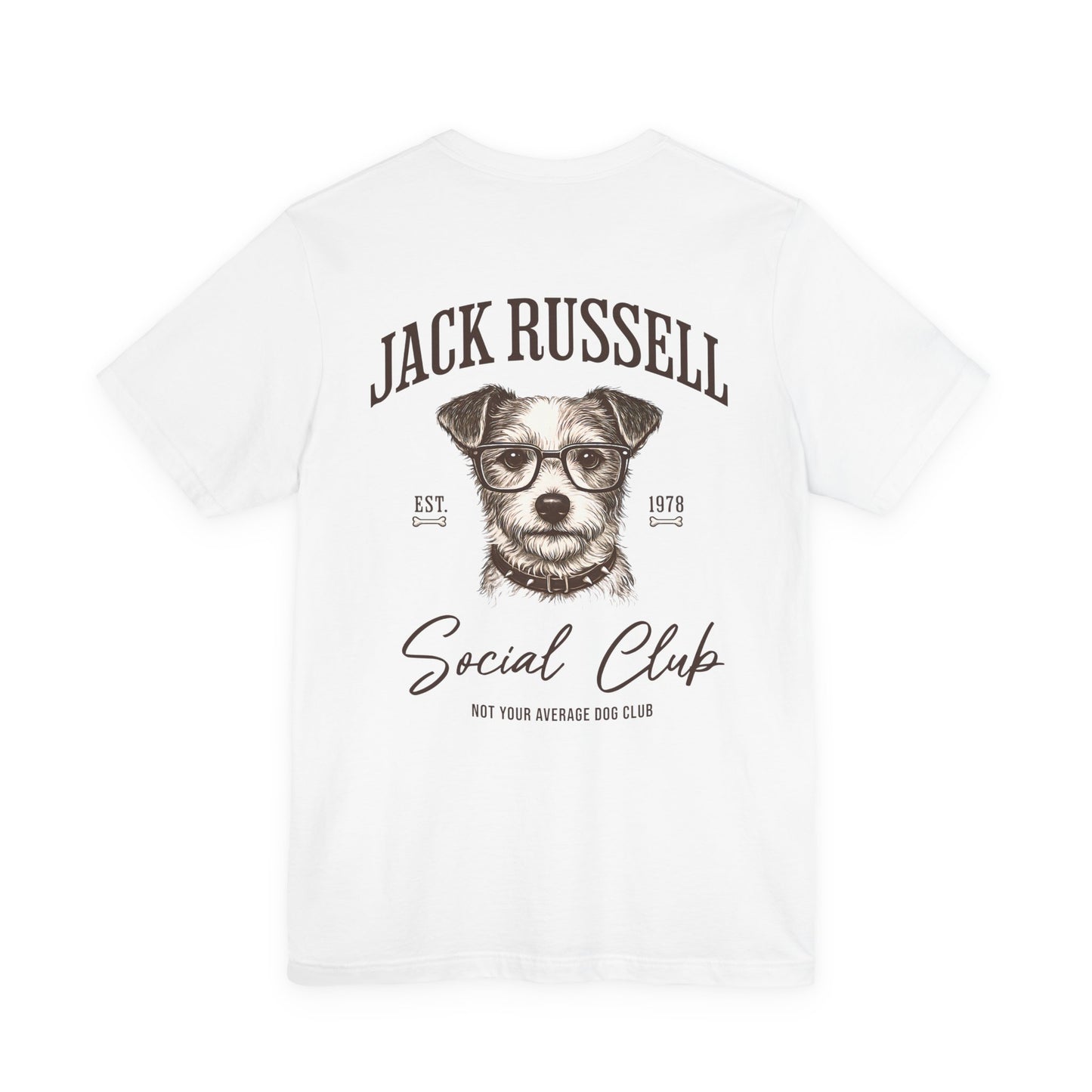 Jack Russell Terrier Social Club t-shirt back graphic vintage dog design white