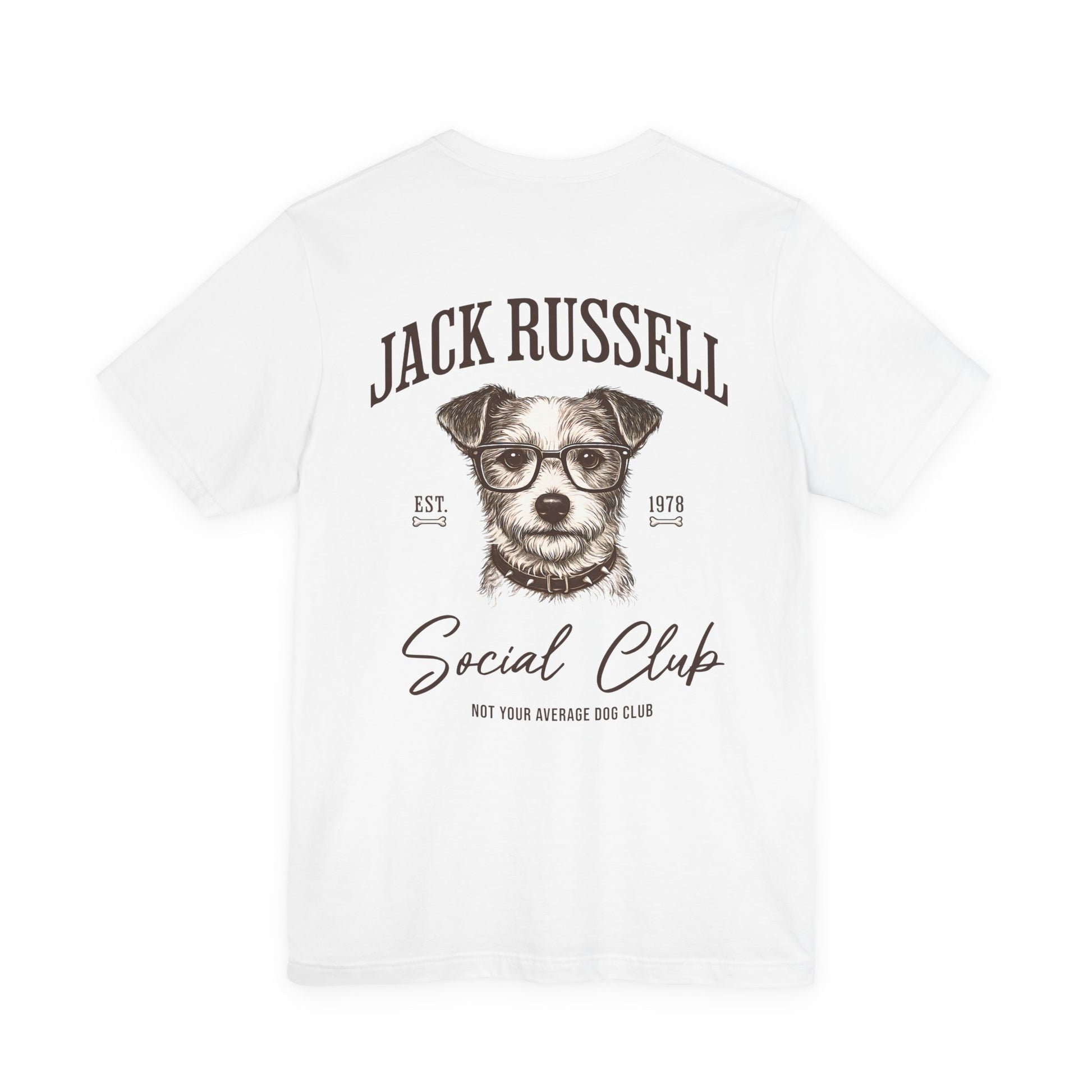 Jack Russell Terrier Social Club t-shirt back graphic vintage dog design white