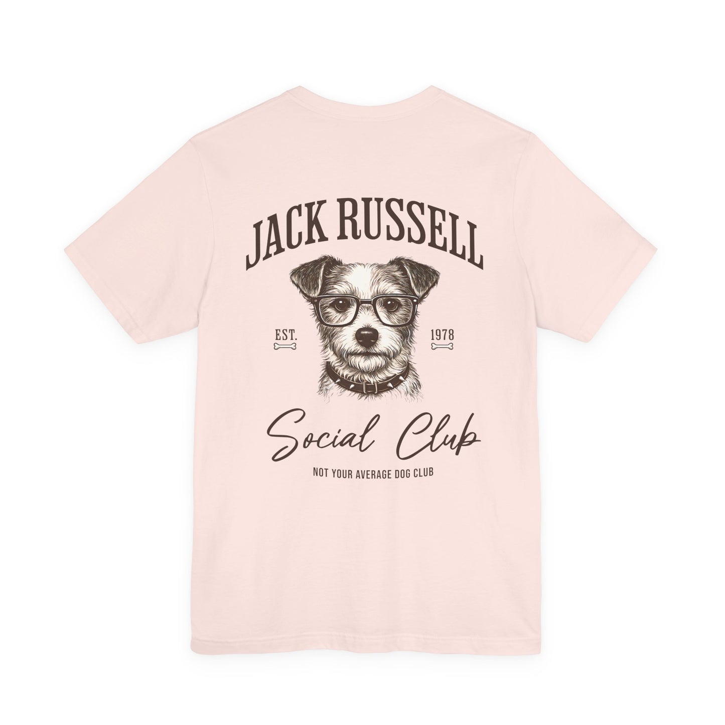 Jack Russell Terrier Social Club t-shirt back graphic vintage dog design pink