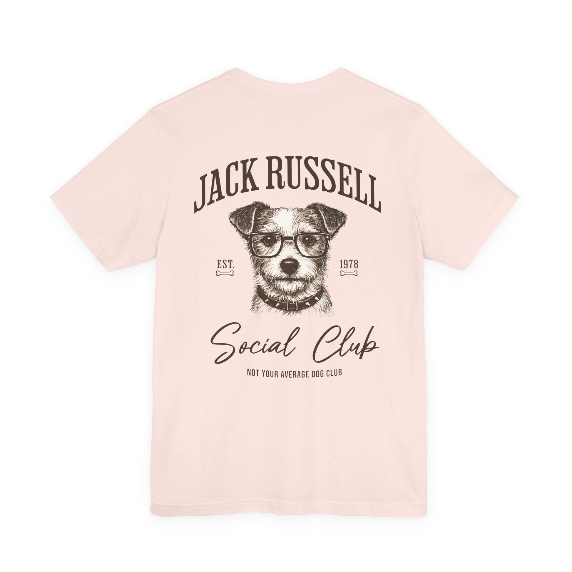 Jack Russell Terrier Social Club t-shirt back graphic vintage dog design pink
