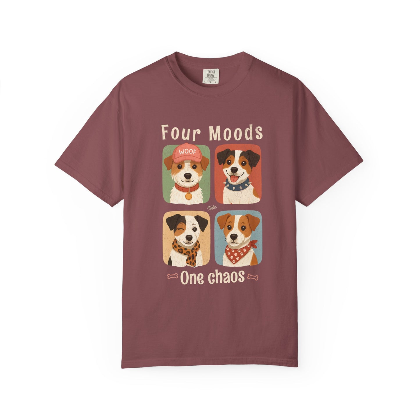 Four Moods Jack Russell Terrier t-shirt funny dog personality graphic