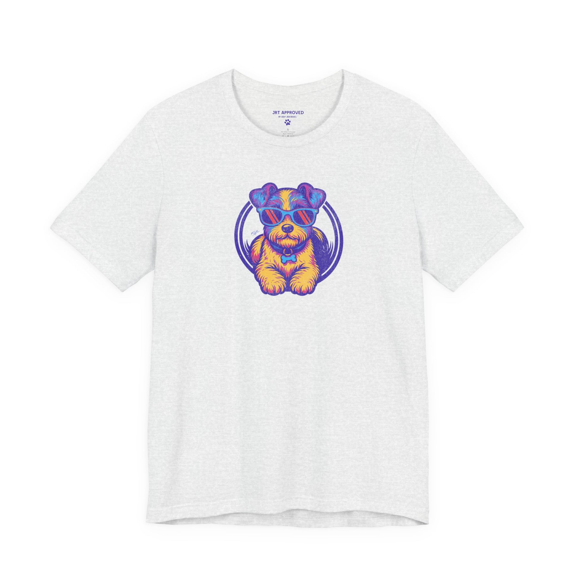 Retro neon Jack Russell Terrier graphic t-shirt light gray
