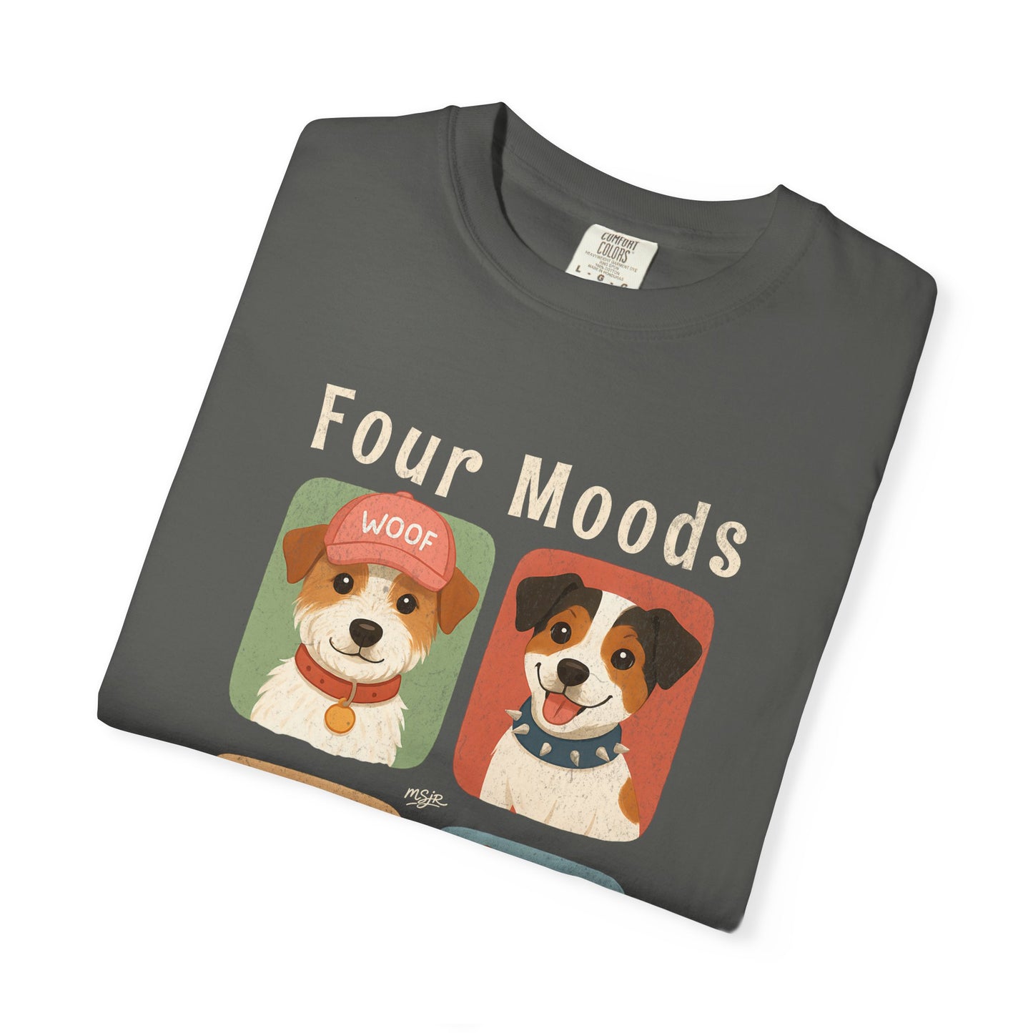 Folded Four Moods Jack Russell Terrier graphic t-shirt dark gray